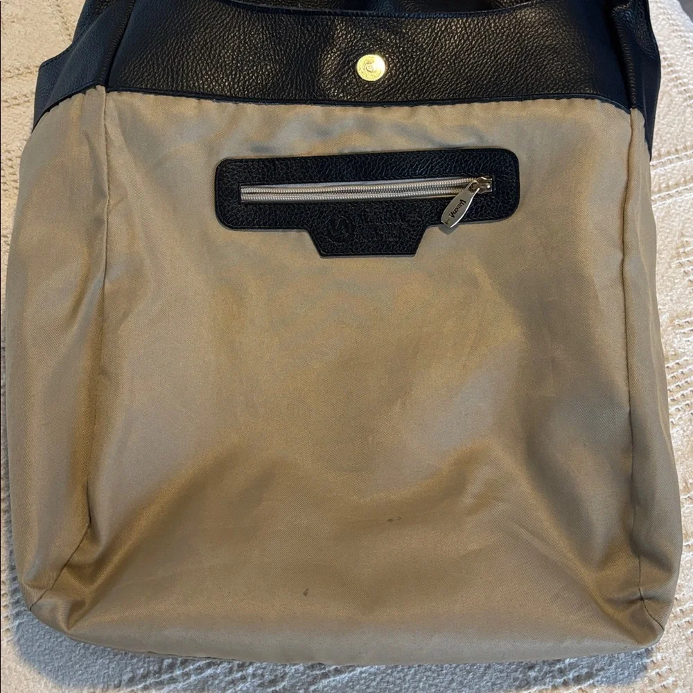 Valentina‎ Black and Tan Pebbled Leather Tote Shoulder Bag